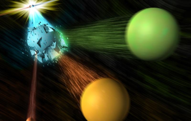 Particles collide in this illustration