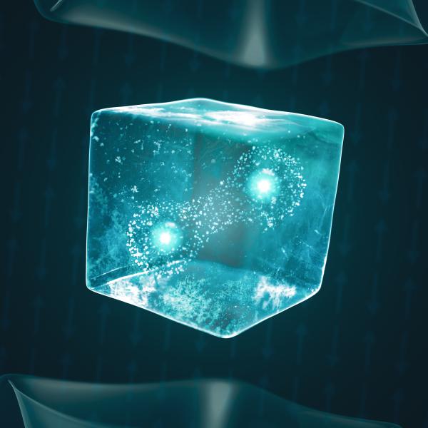 This is a graphic drawing that represents how electrons lock together in a superconducting material.